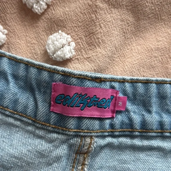 Edikted Low Rise Blue Jean Shorts - Picture 2 of 4